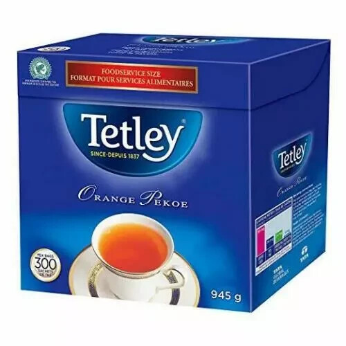 Tetley Orange Pekoe Black Tea – 300 Bagged Tea Box 945g New Sealed Canada