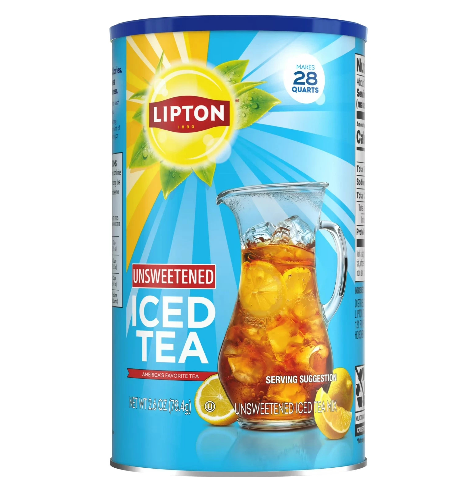 Lipton Unsweetened Black Tea Iced Tea Mix, 28 Quarts