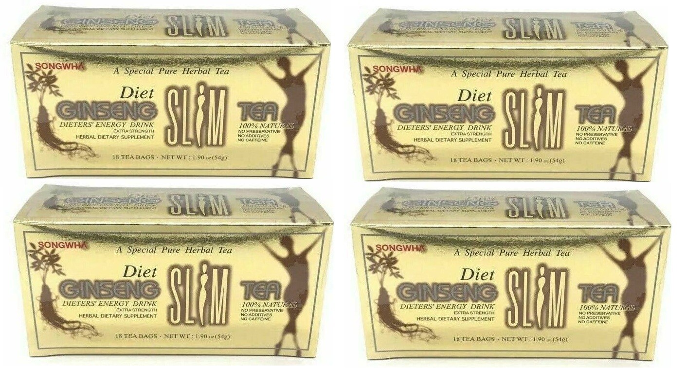 4 Boxes Diet Ginseng Slim Tea 18 Tea Bags Dieter Energy Drink Extra Strength