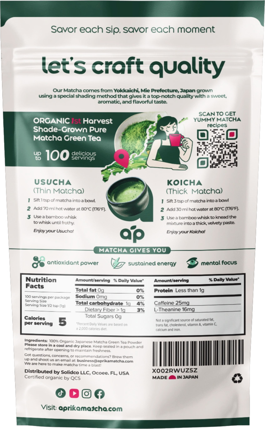 Japanese Green Tea Powder CEREMONIAL GRADE MATCHA 100g – no additives, green tea