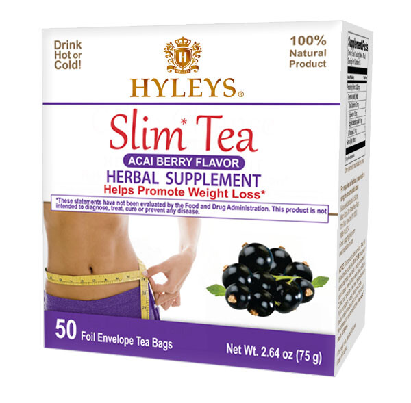 HYLEYS Slim Green Tea ACAI BERRY 50 Tea Bags Helps Promote Weight Loss
