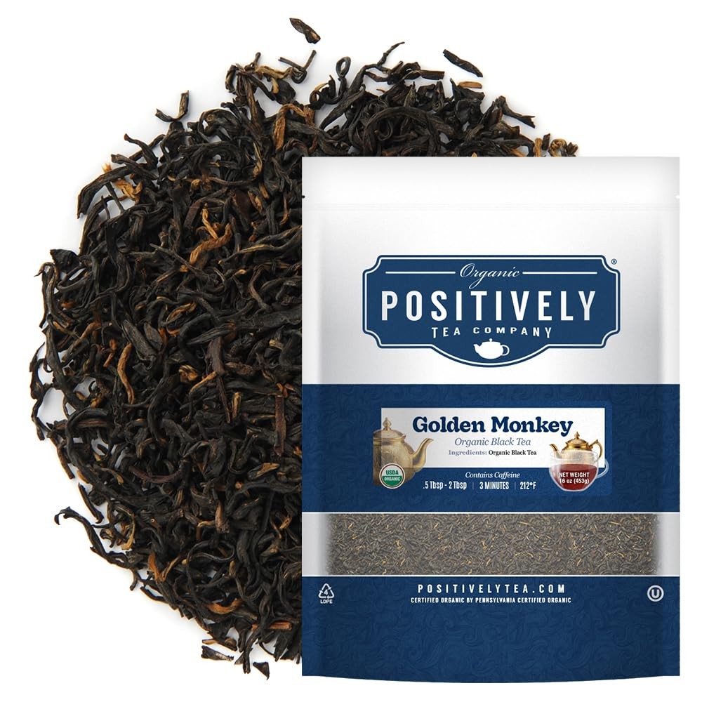 Organic Positively Tea Company, Golden Monkey Black Tea, 1 Pound (Pack of 1)