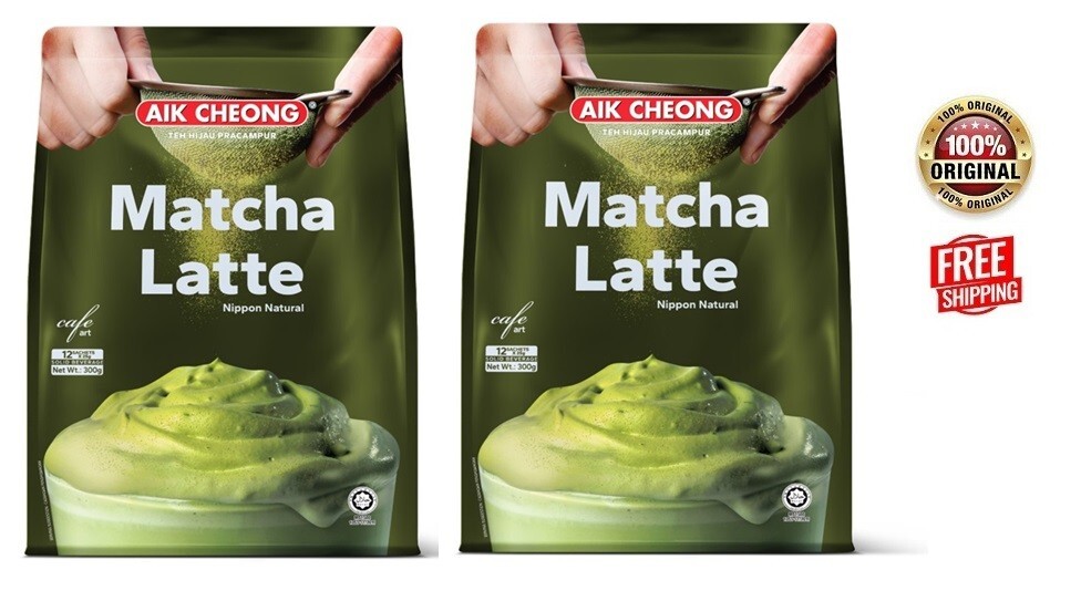 2 X INSTANT MATCHA LATTE 3 IN 1 TEA DRINK 24 SACHETS AIK CHEONG – FREE SHIPPING