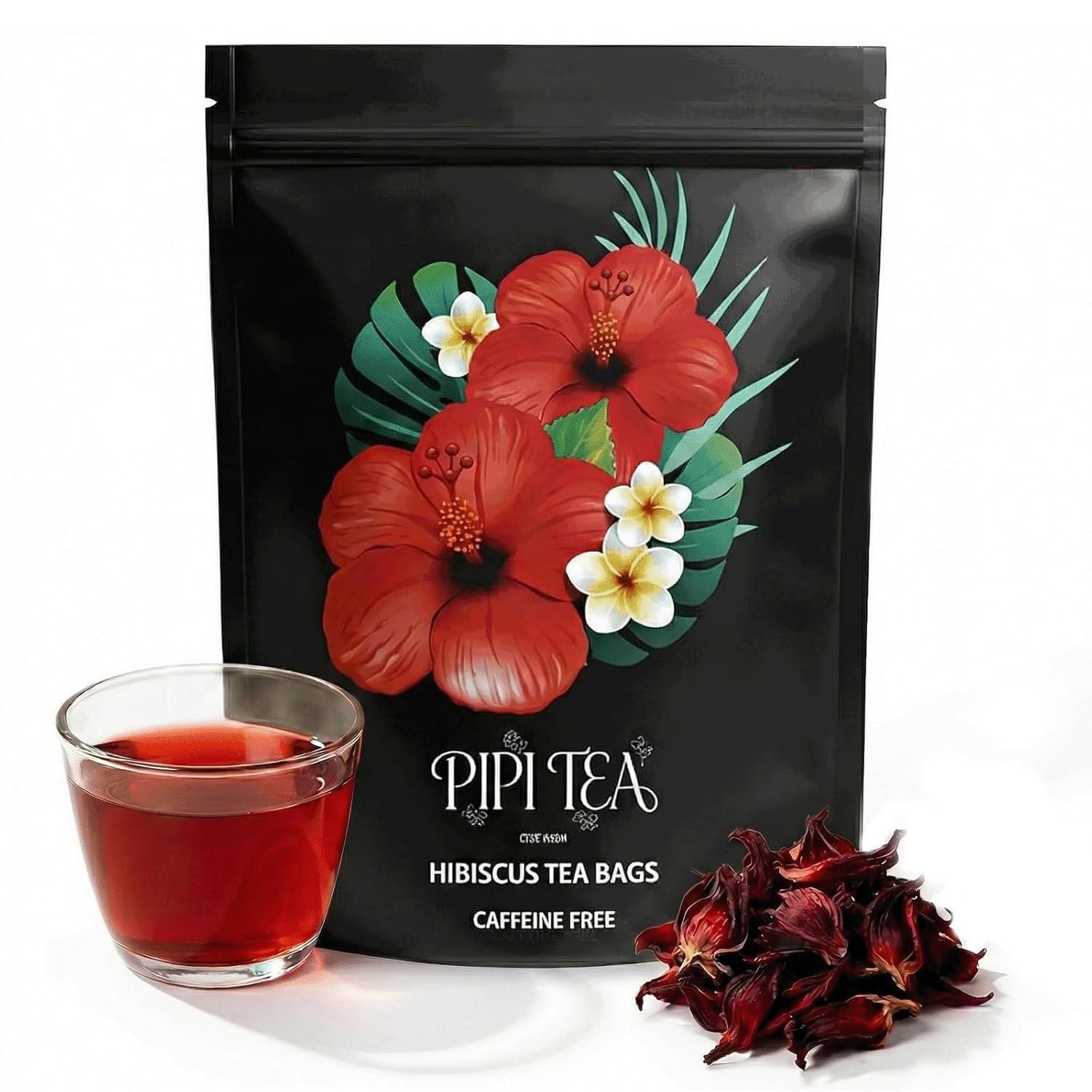 PiPi Tea Organic Hibiscus Tea Bags, Natural Caffeine-free, Hibiscus Flower Tea