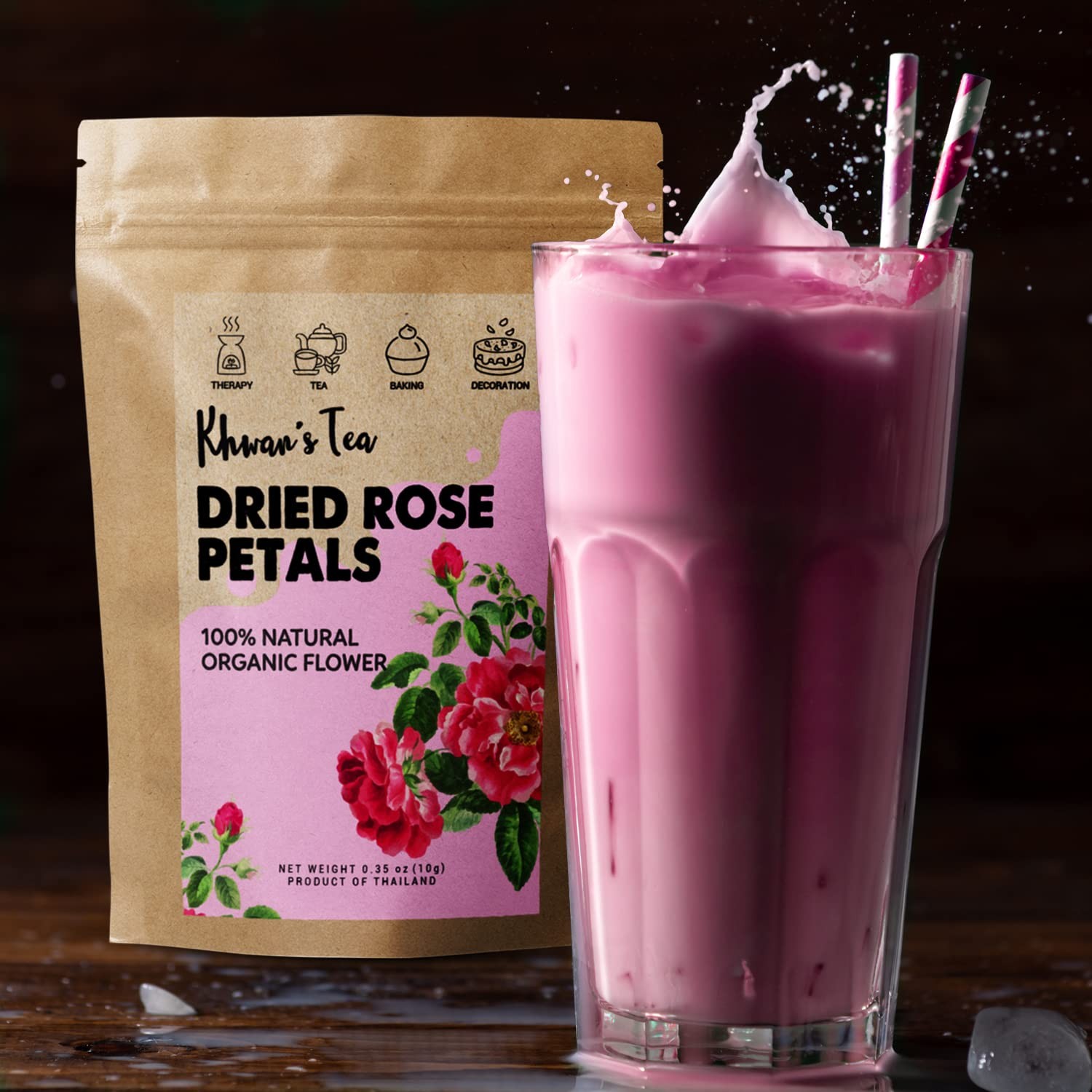 Premium Dried Rose Petals – Plant-based & Edible Flowers for Baking Decoratio…