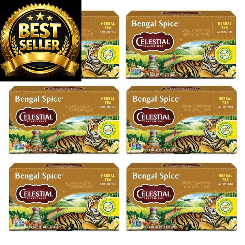Celestial Seasonings Bengal Spice Herbal Tea, Caffeine 20 Count (Pack of 6)