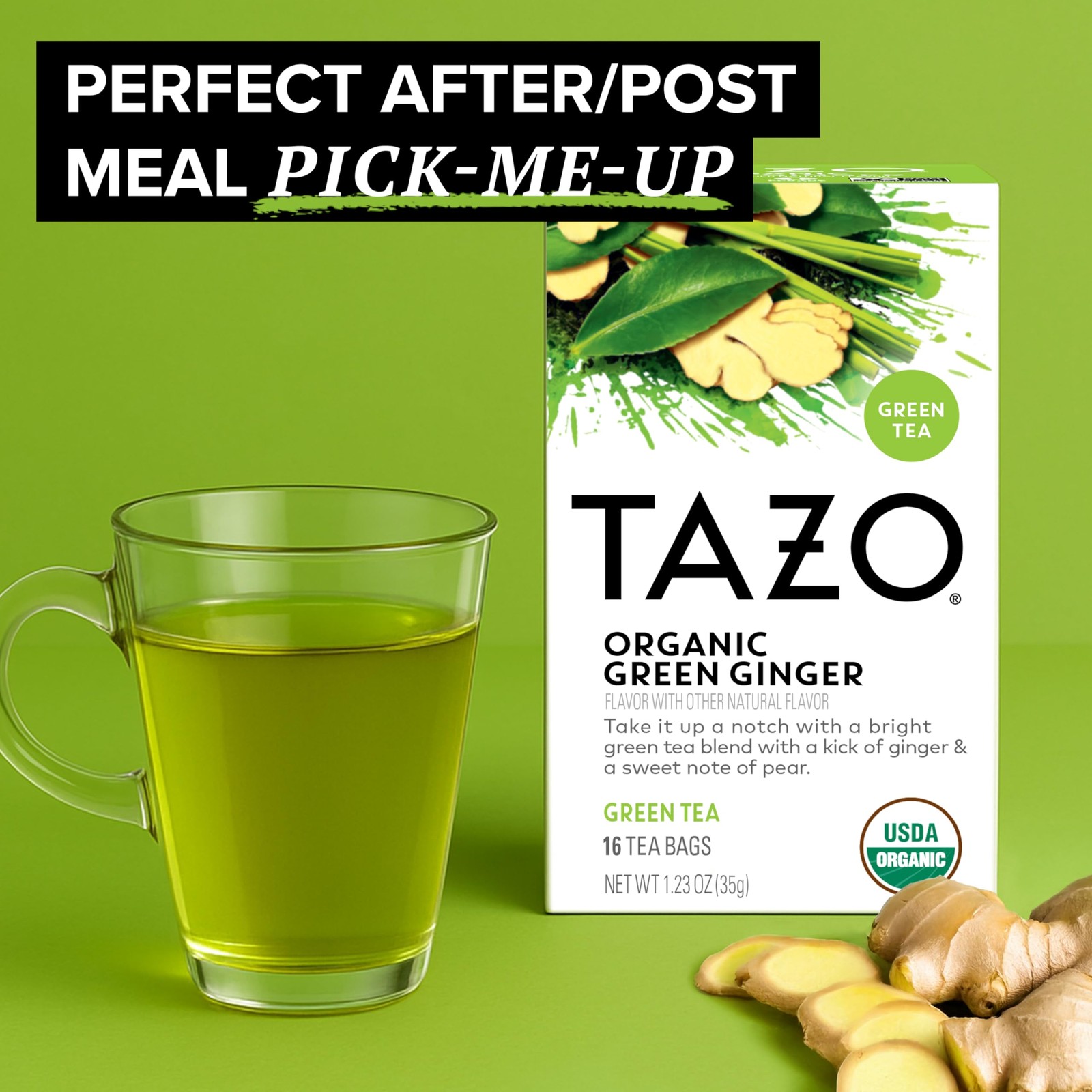 TAZO Organic Green Tea, Ginger, 96 Total Tea Bags (16ct – 96