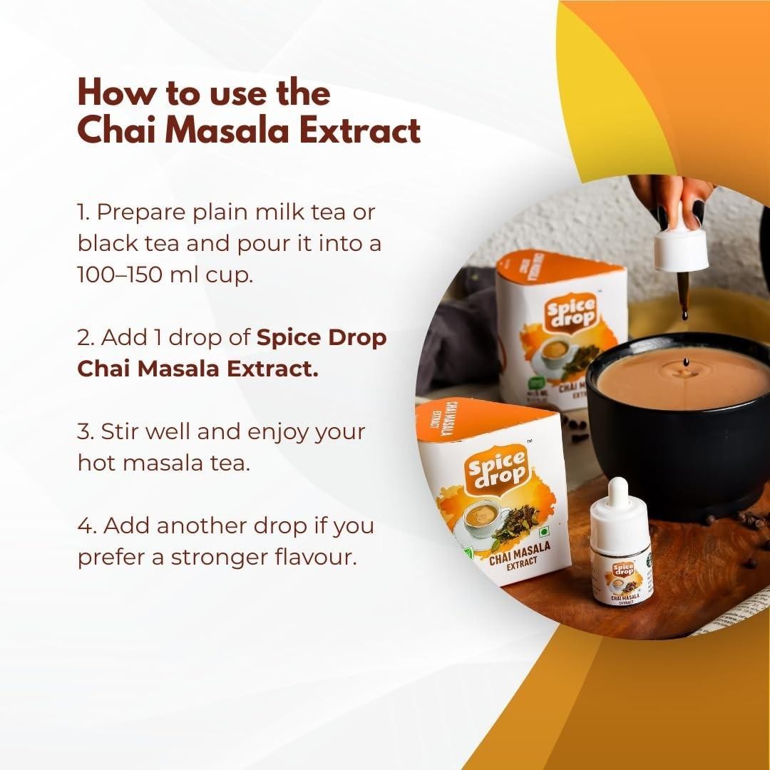 Spice Drop Chai Masala Extract ardamom, Ginger & Black Pepper 5ML – 1 drop/cup