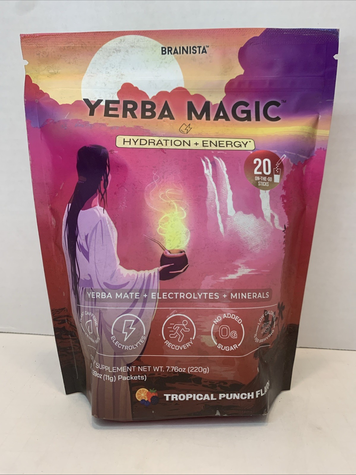 Brainista Yerba Magic Electrolyte Minerals Tropical Punch 20 Servings Exp 7/2027