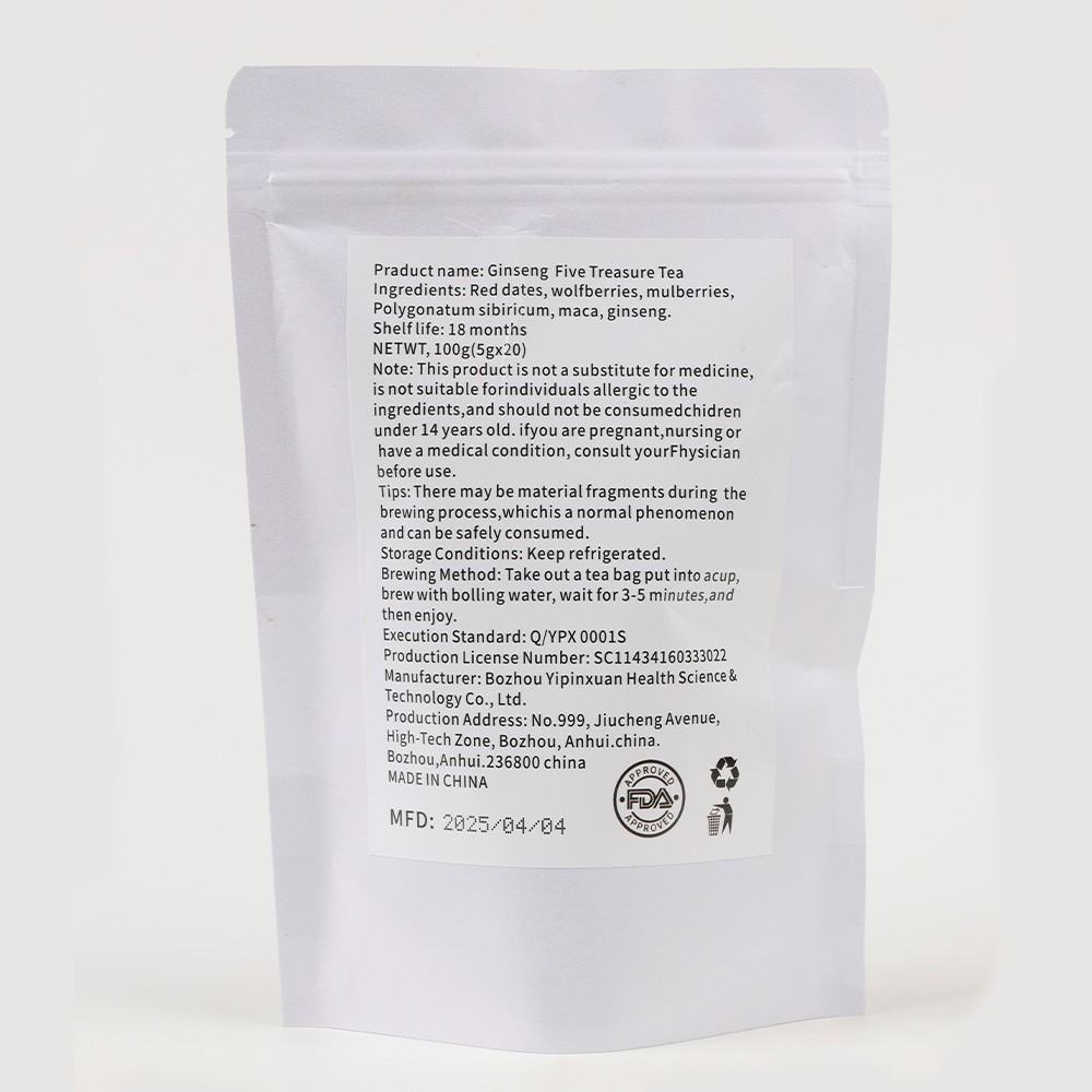 Liver Kidney Tea Ginseng Five Treasure Tea Red Date Polygonatum Maca 20-30pcs