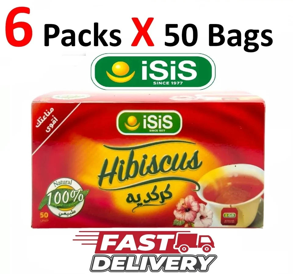 Isis Egyptian Hibiscus Herbal Organic All Natural ايزيس كركديه(6Packs X 50 Bags)