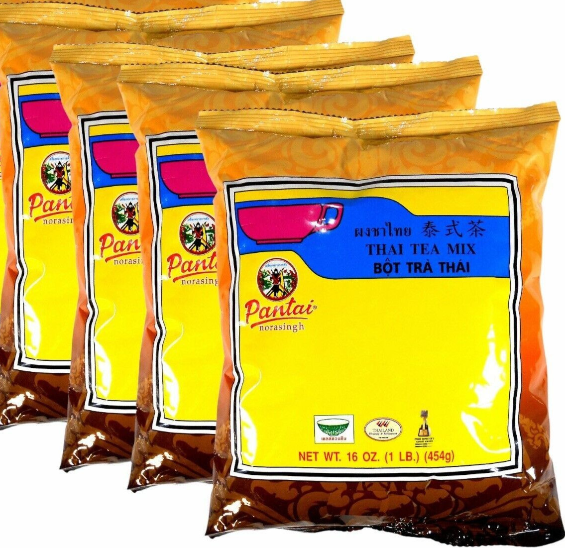 Pantai Thai Tea Leaves Mix Thai Iced Tea 16 oz (Pack of 4)~Exp 11/2025