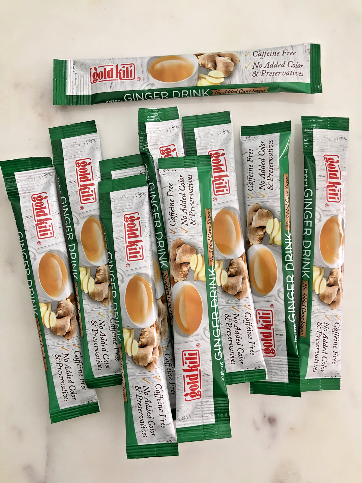 Gold Kili Instant Ginger Drink – No Cane Sugar Added – 6 Boxes of 10 Sachets