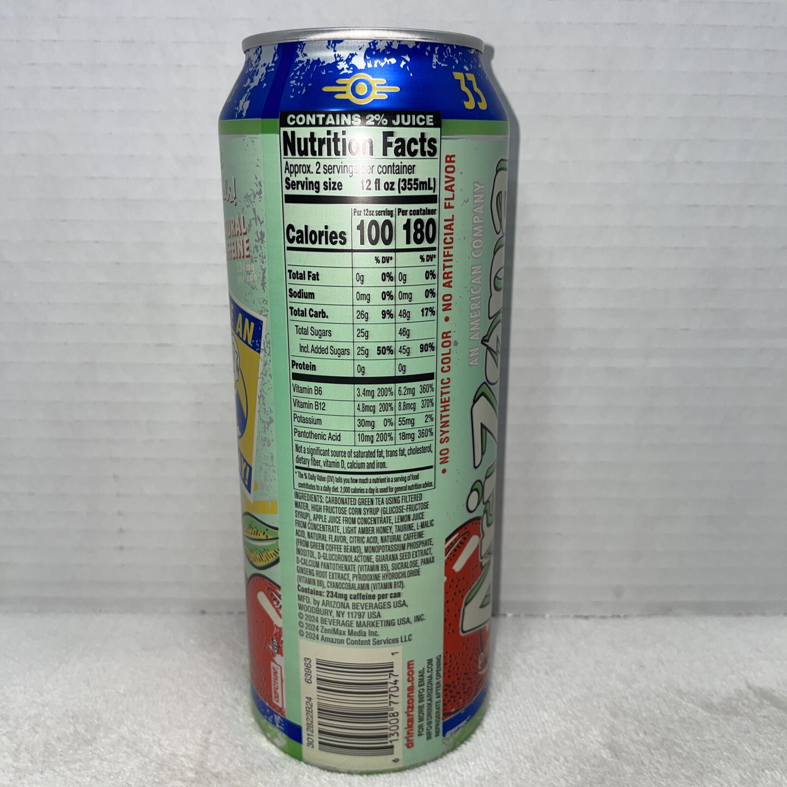 AriZona x Fallout Green Tea Energy Drink Red Apple Flavor 22 fl oz, Vault-Tec