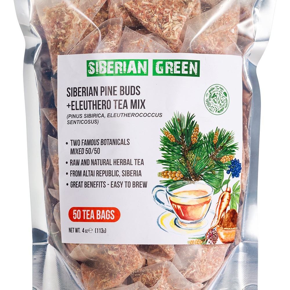 Siberian Green Eleuthero Roots and Pine Buds Tea – 50 Bags Herbal Tea