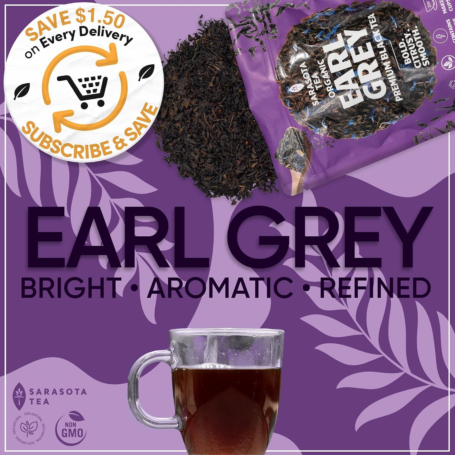 USDA Organic Loose Leaf Earl Grey Black Tea with Bergamot Flavour