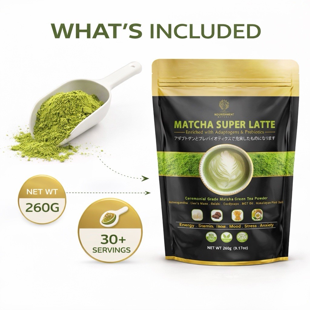 Organic SuperFood Matcha Super Latte Powder Ceremonial Grade 2 Packs