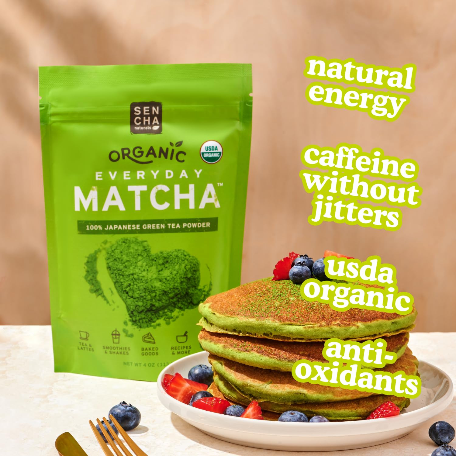 SEN CHA Naturals Organic Everyday Matcha Powder, Authentic Japanese Green Tea, P
