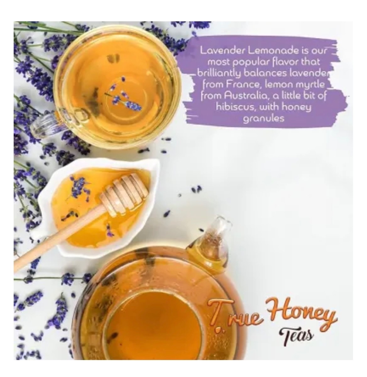 Lavender Lemonade tea with honey and cane sugar crystals- 12 tea bags