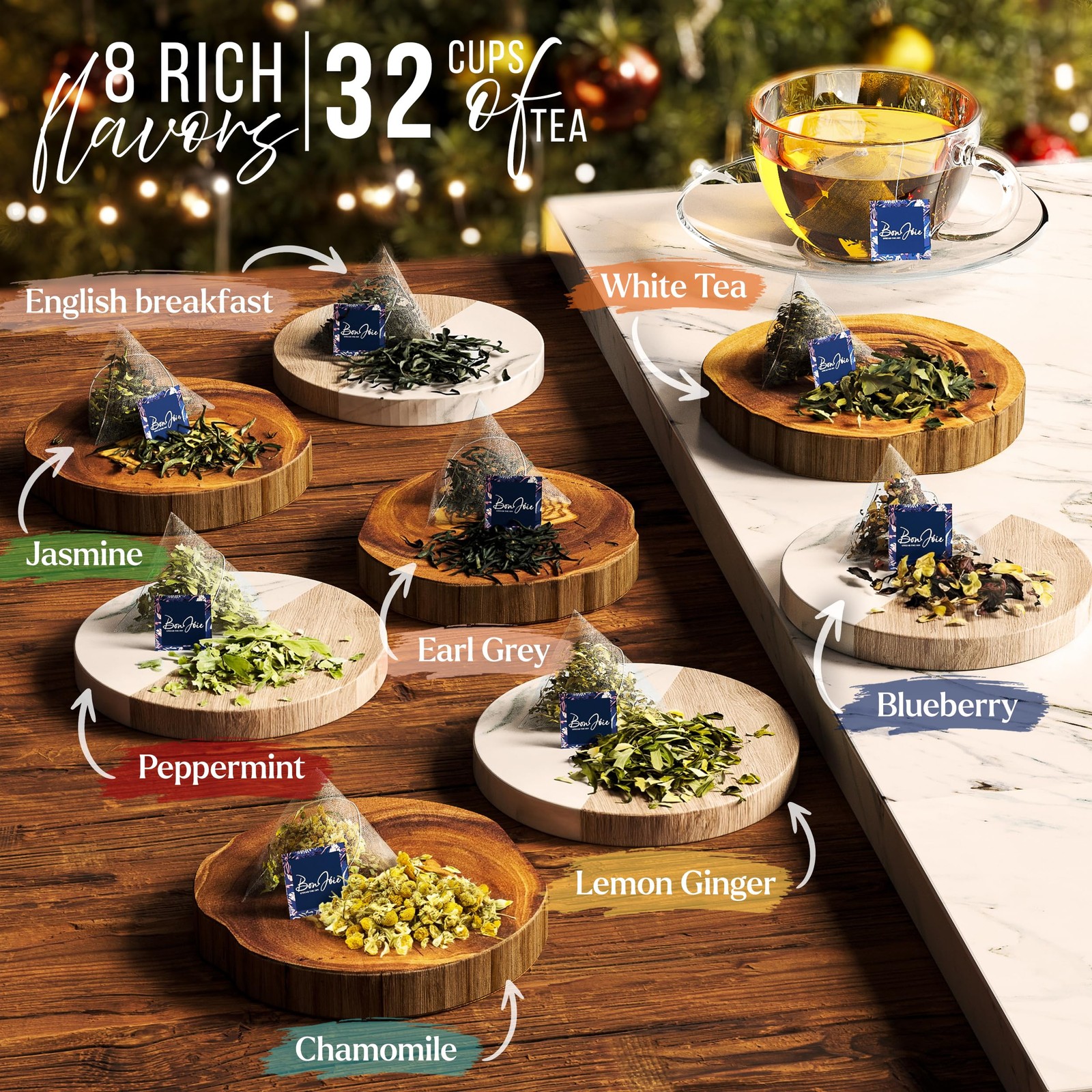 Tea Gift Set For Women – Tea Sampler Gift Set Box Variety Pack – Includes 32 Loo
