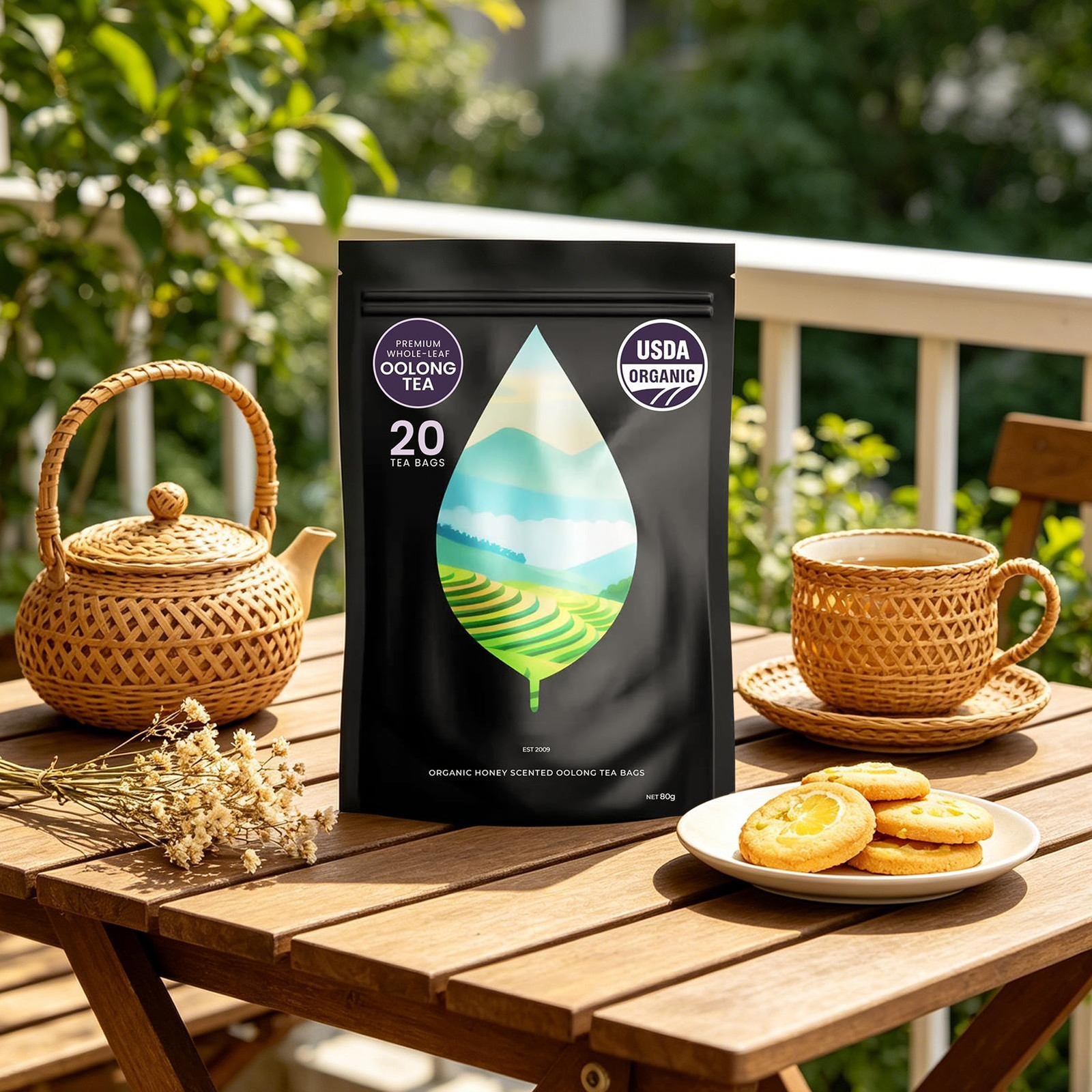 PiPi Tea Organic Oolong Bags – Whole Leaf, 20 (4g Each) 20