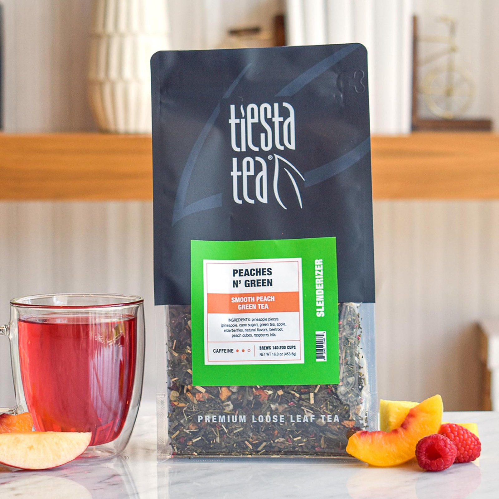 Tiesta Tea – Peaches N´ Green, Smooth Peach Green Tea, Bulk Pouch – 200 Cups