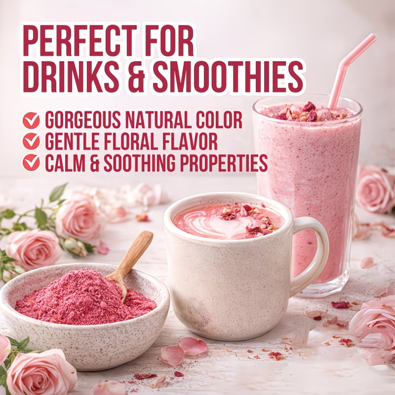 Finely Ground Rose Petal Powder Suitable Herbal Tea Latte Baking & Desserts
