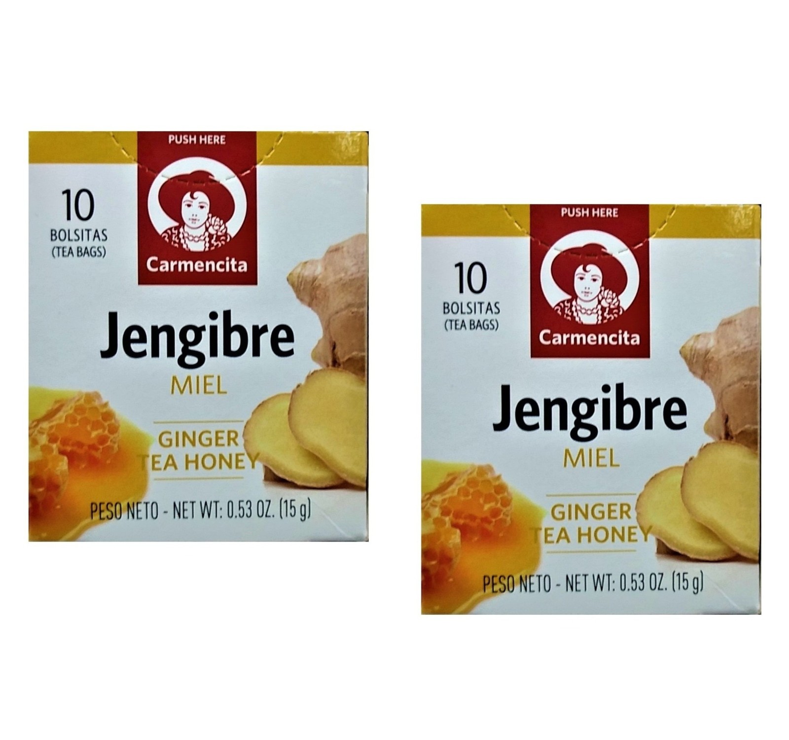 Carmencita Ginger with Honey Tea, 10 Tea Bags (Pack of 2)