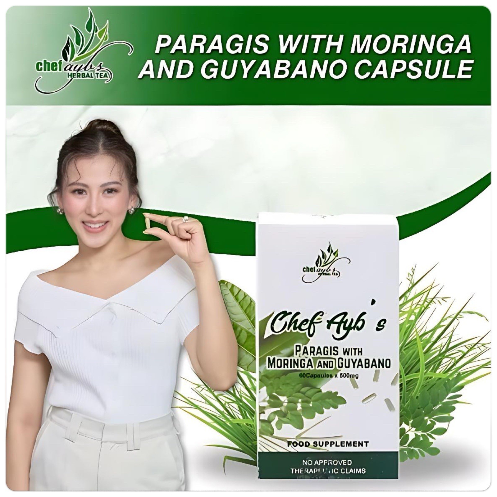 Chef Ayb’s Paragis With Moringa and Guyabano Capsules + Tea (20 Tea bags)