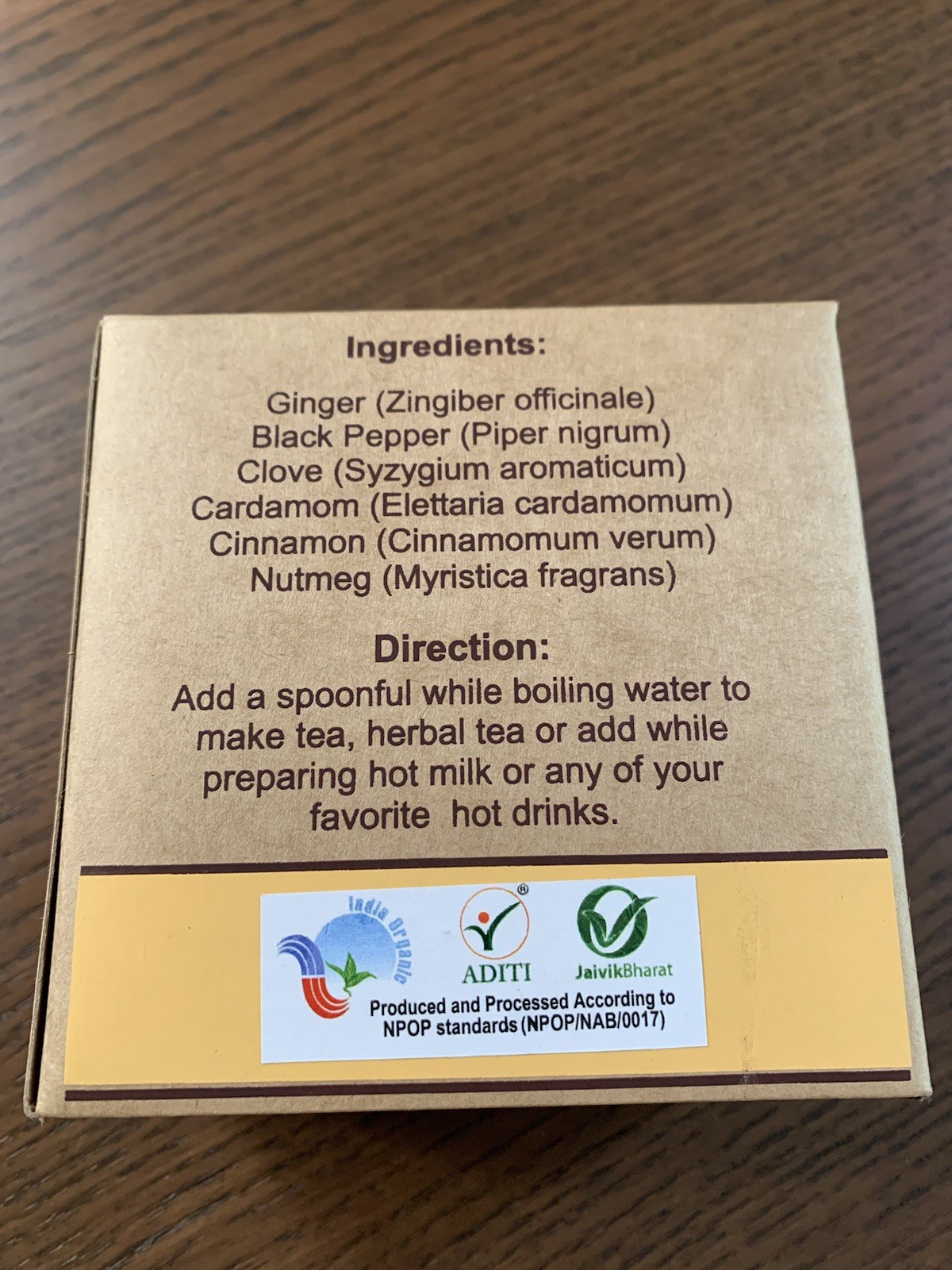 Masala Chai Spice, Caffeine Free, Organically Grown Chai from Auroville India