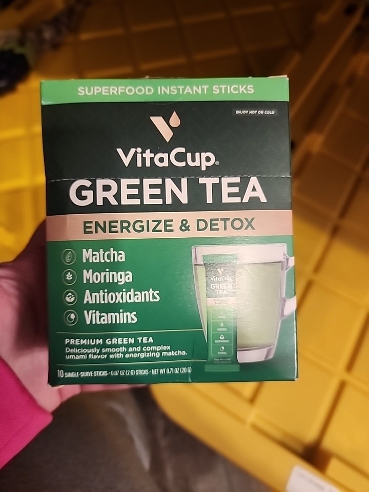 VitaCup Green Tea Instant Packets, Enhance Energy Detox with Matcha, Moringa…