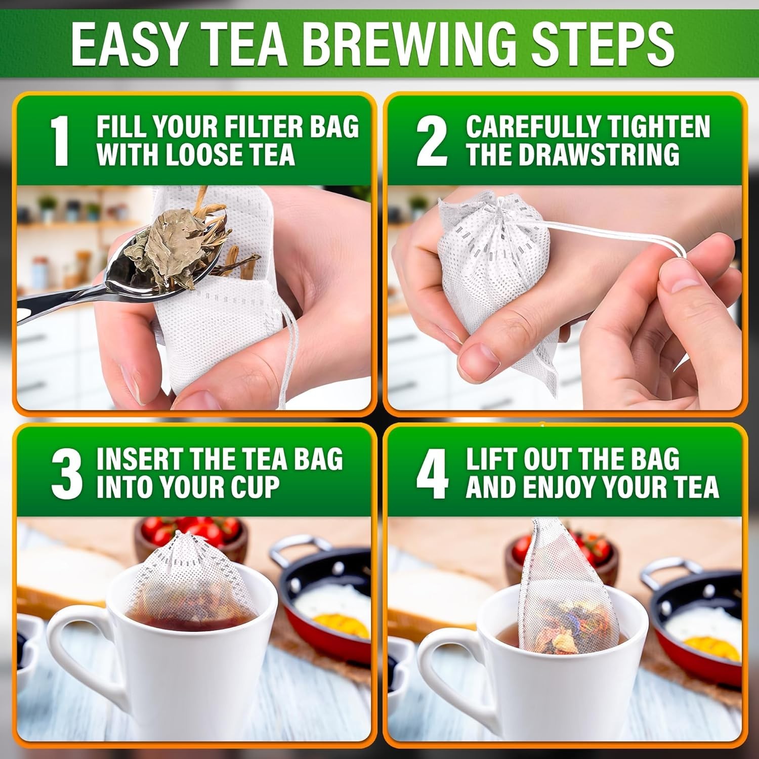 400 Pcs Disposable Tea Bags for Loose Leaf Tea – 3.62 x 2.76 Reusable Teabags…