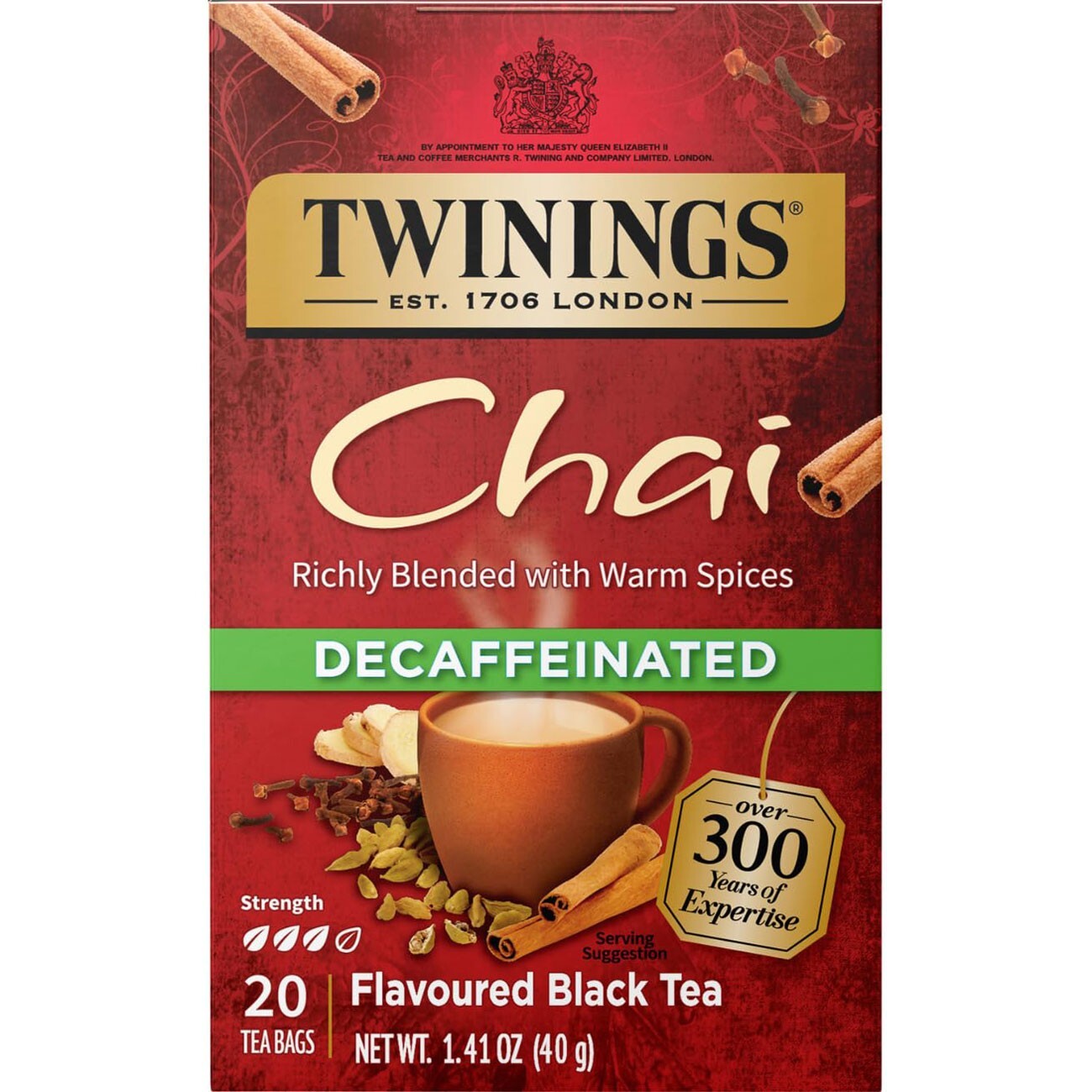 Twinings Decaffeinated Chai Tea – 20 tea bags (Pack of 2)