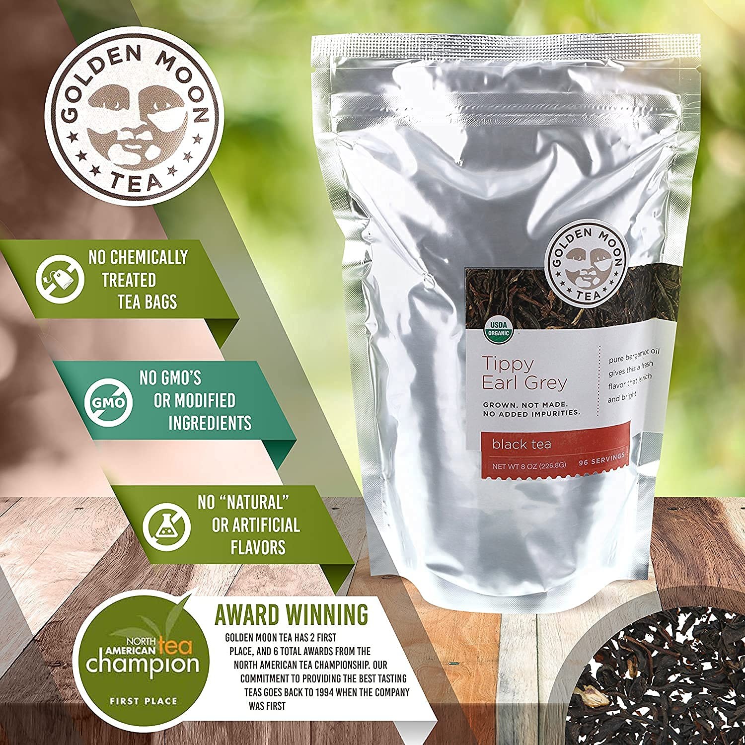 Organic Tippy Earl Grey Black Tea – Real Bergamot Peels & Extract – Loose Leaf,