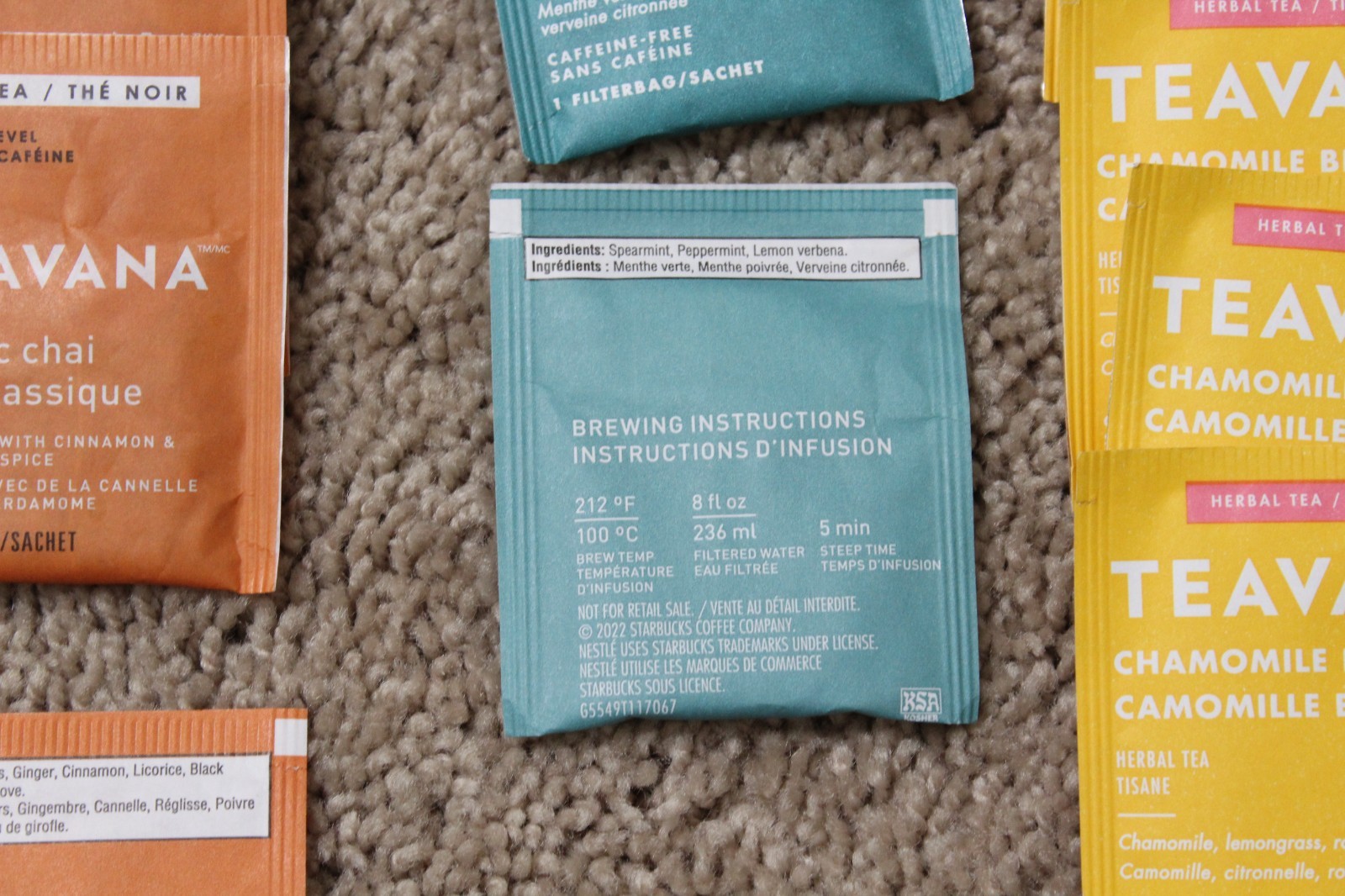 STARBUCKS TEAVANA Tea Bag Lot of 41 Sachets Mix of 5 Flavors for Tea Lovers