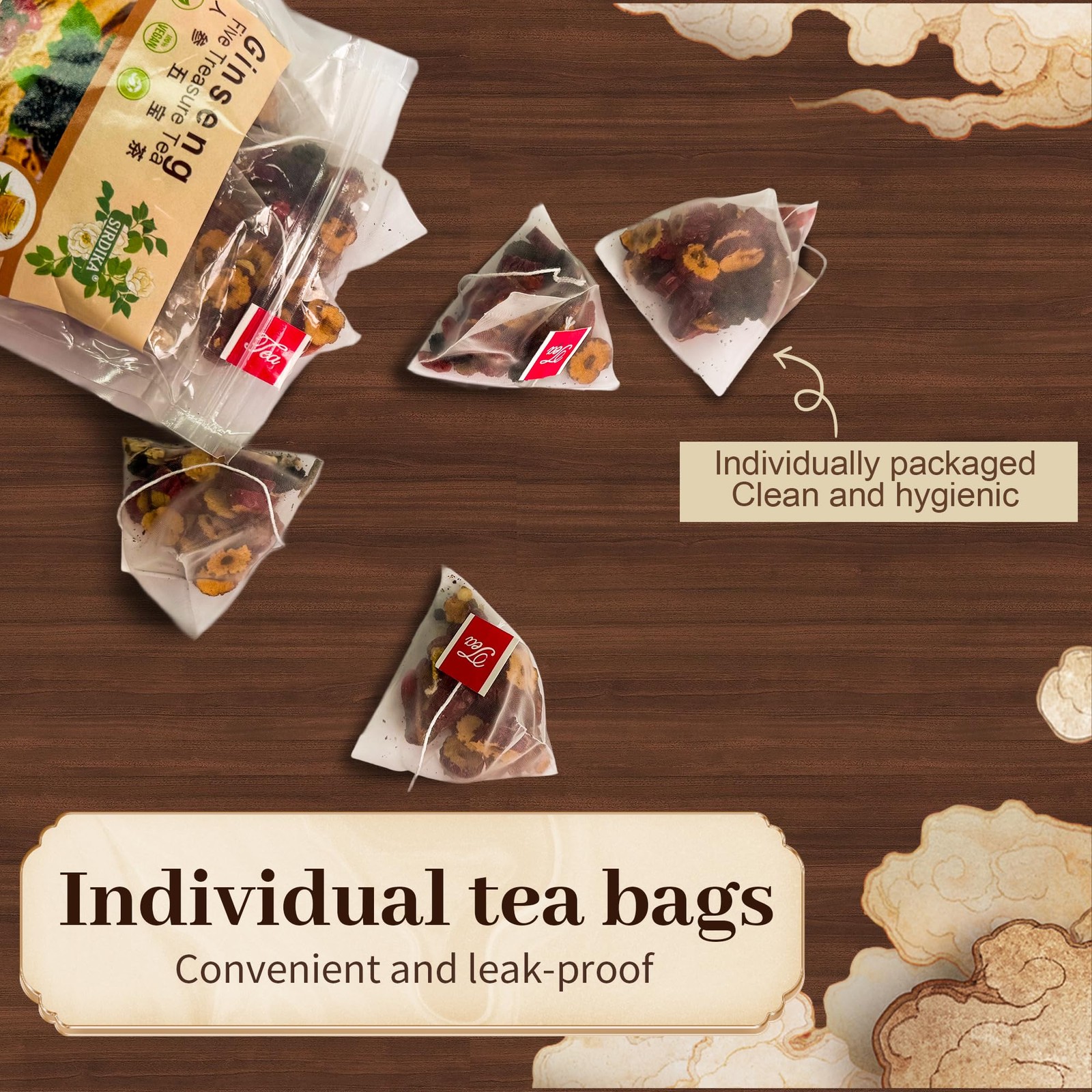 Ginseng Five Treasures Tea Kidney Tea,Te De RiñOn Saludable Organica,Red Date…