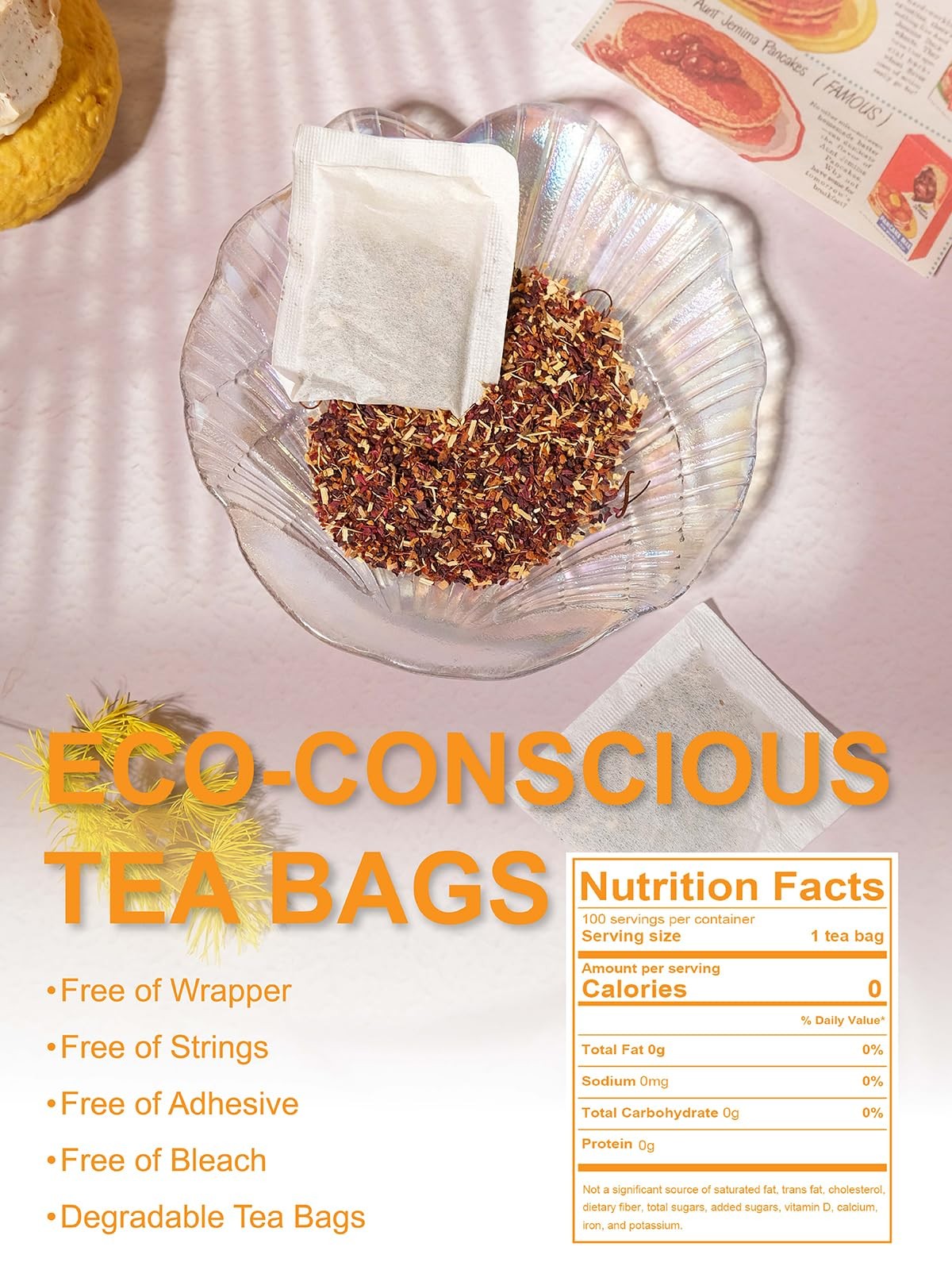 TeeLux Mango Passion Fruit Tea with Hibiscus Rosehip, 100 Count (Pack of 1)