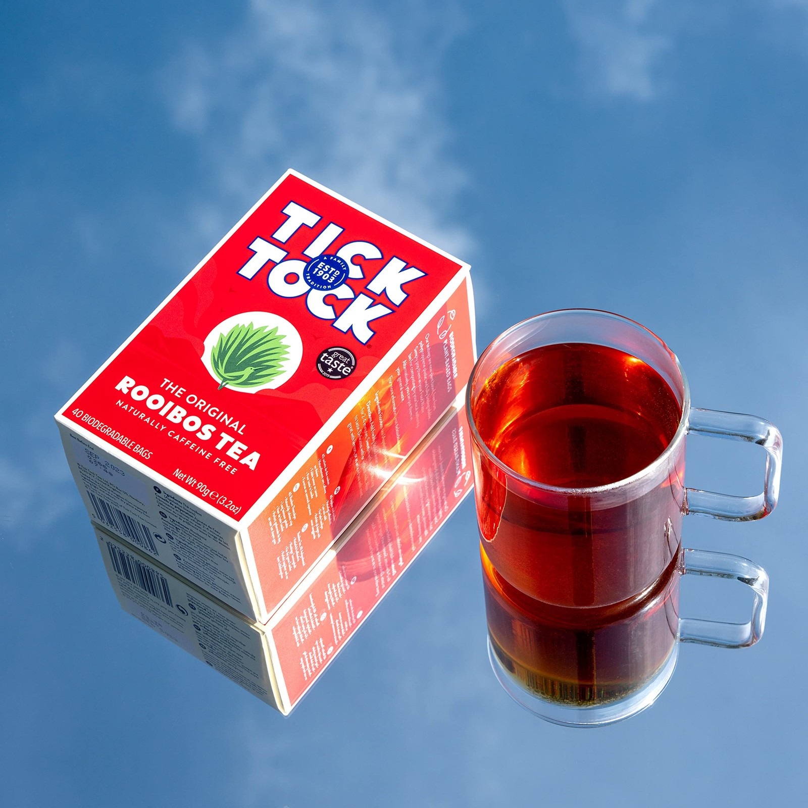 TICK TOCK TEAS Organic Rooibos Tea Bags – Naturally 80 Count (Pack of 1), Red