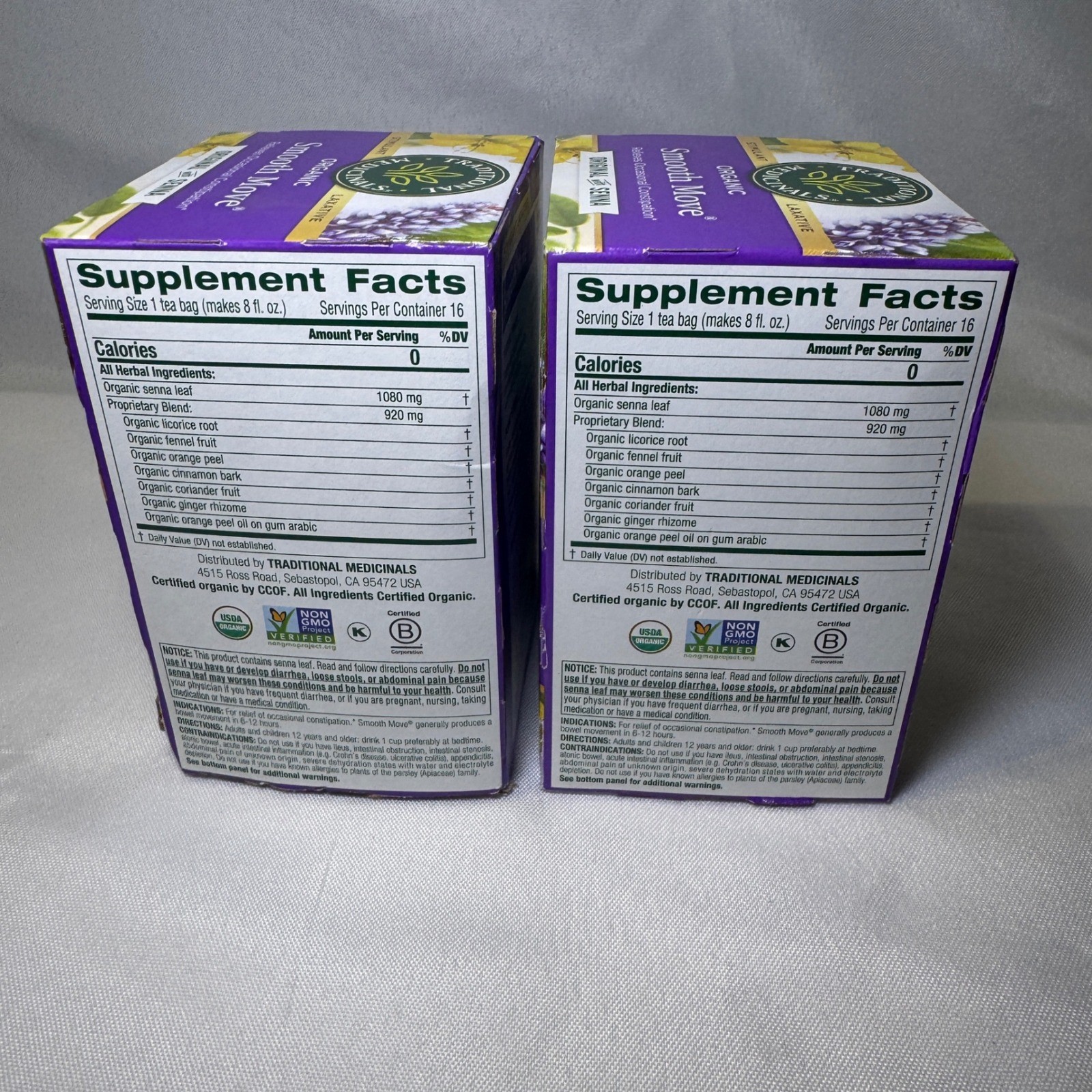 Traditional Medicinals Organic Smooth Move Tea Original with Senna 2 Boxes 32ct