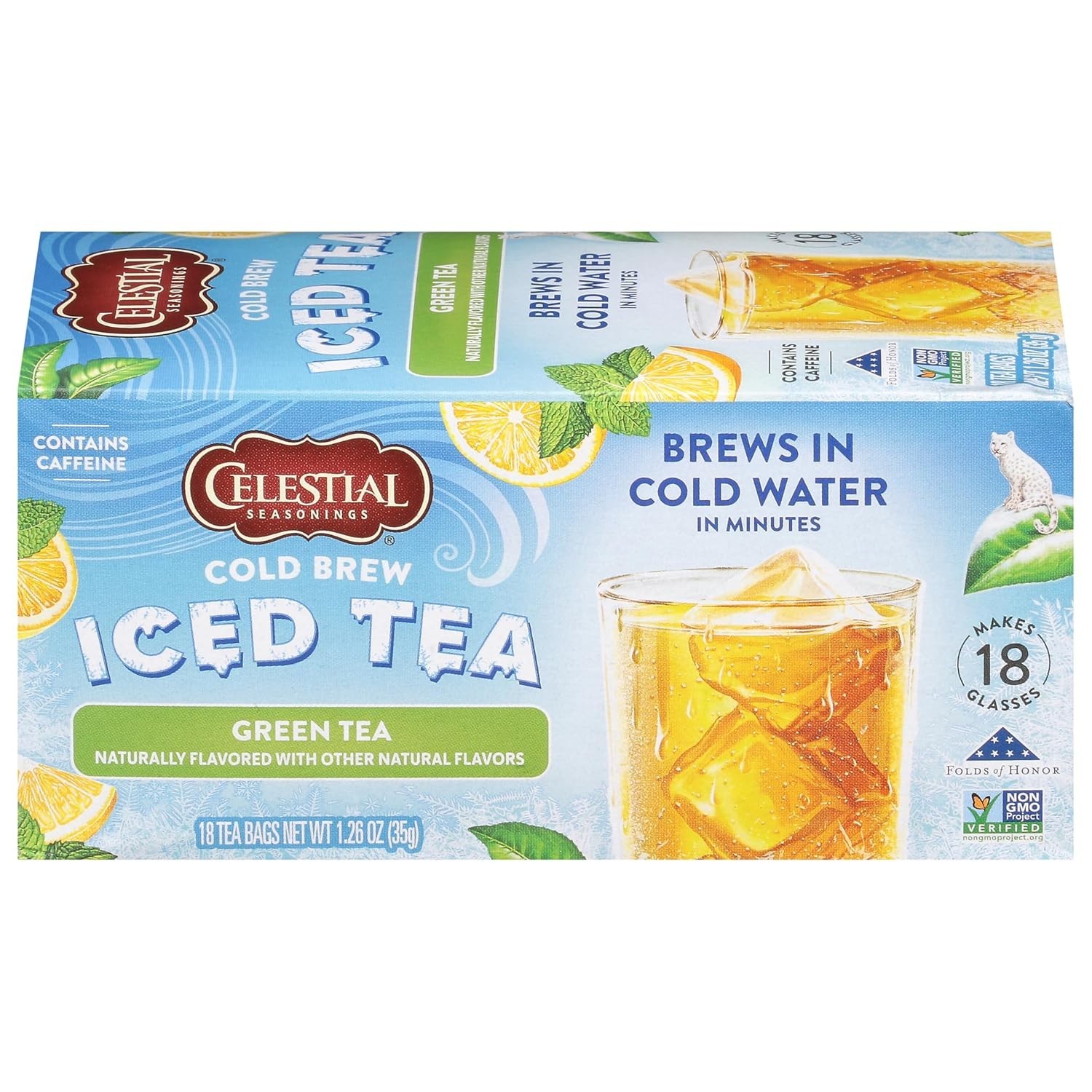 Lemongrass & Mint Cold Brew Green Iced Tea 18 Count for Energetic Sipping