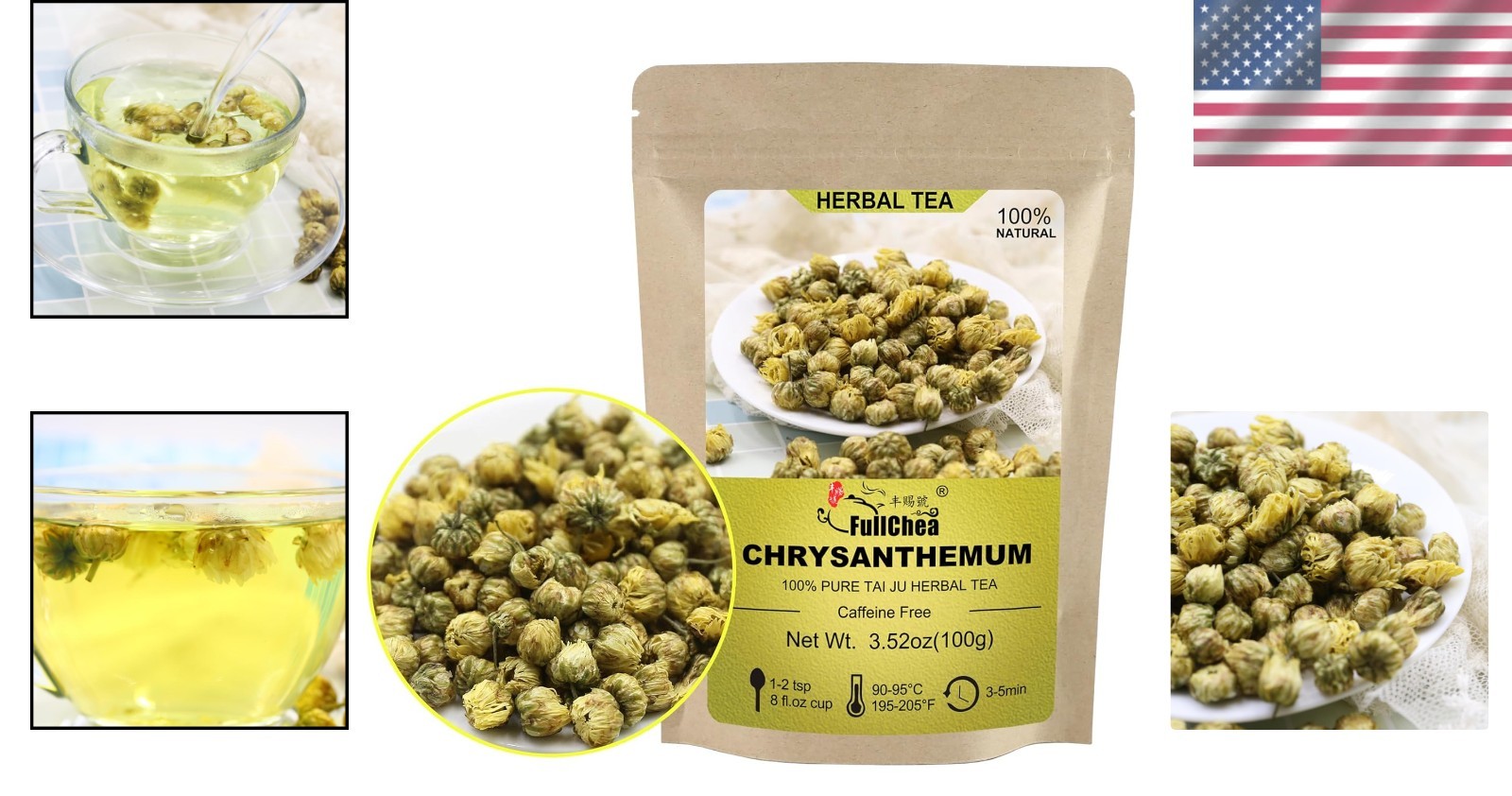 Natural Dried Chrysanthemum Tea – 3.52oz Loose Leaf – Sweet & Fresh Herbal Blend