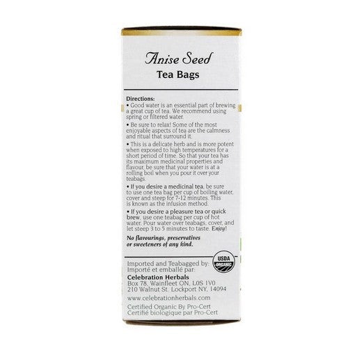 Organic Anise Seed Tea 24 Bags By Celebration Herbals