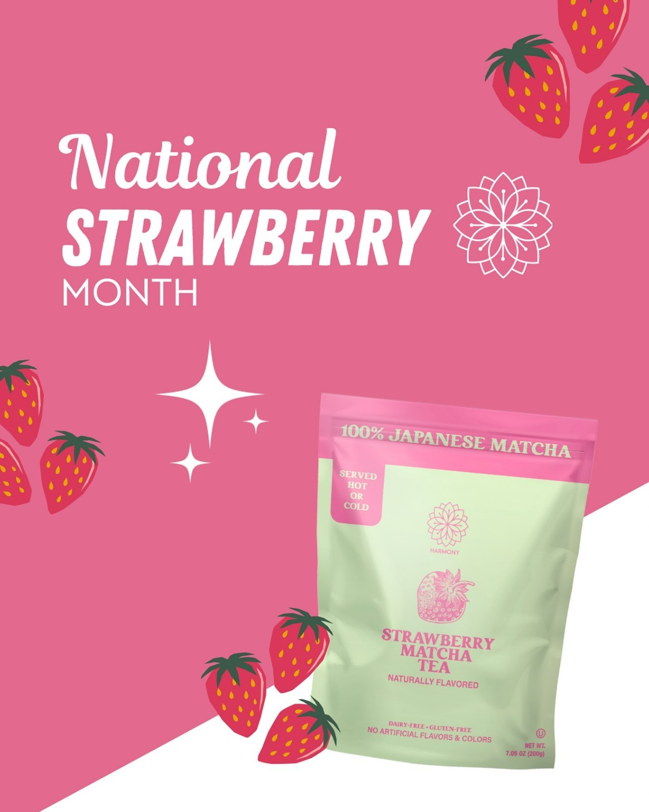 Harmony Proteins™ Strawberry Matcha Tea w/ Antioxidants & L-Theanine