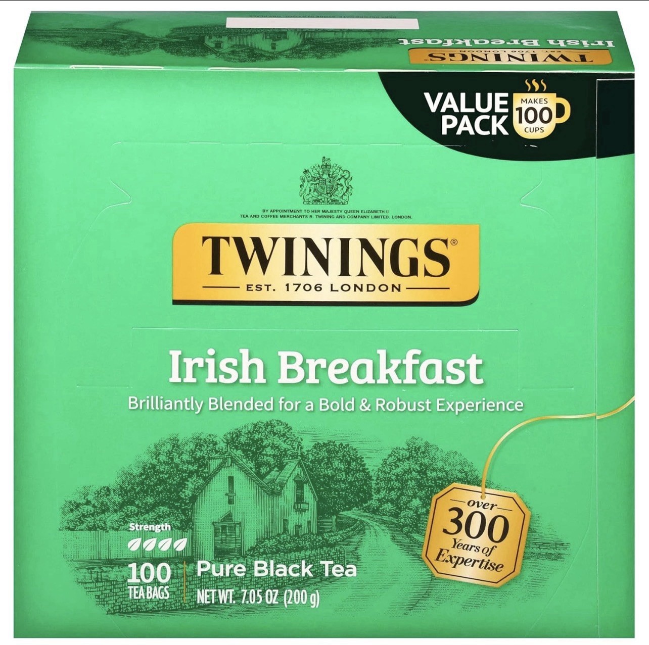 Twinings of London Irish Breakfast Black Tea Bags, 100 Count Box 12/10/2028