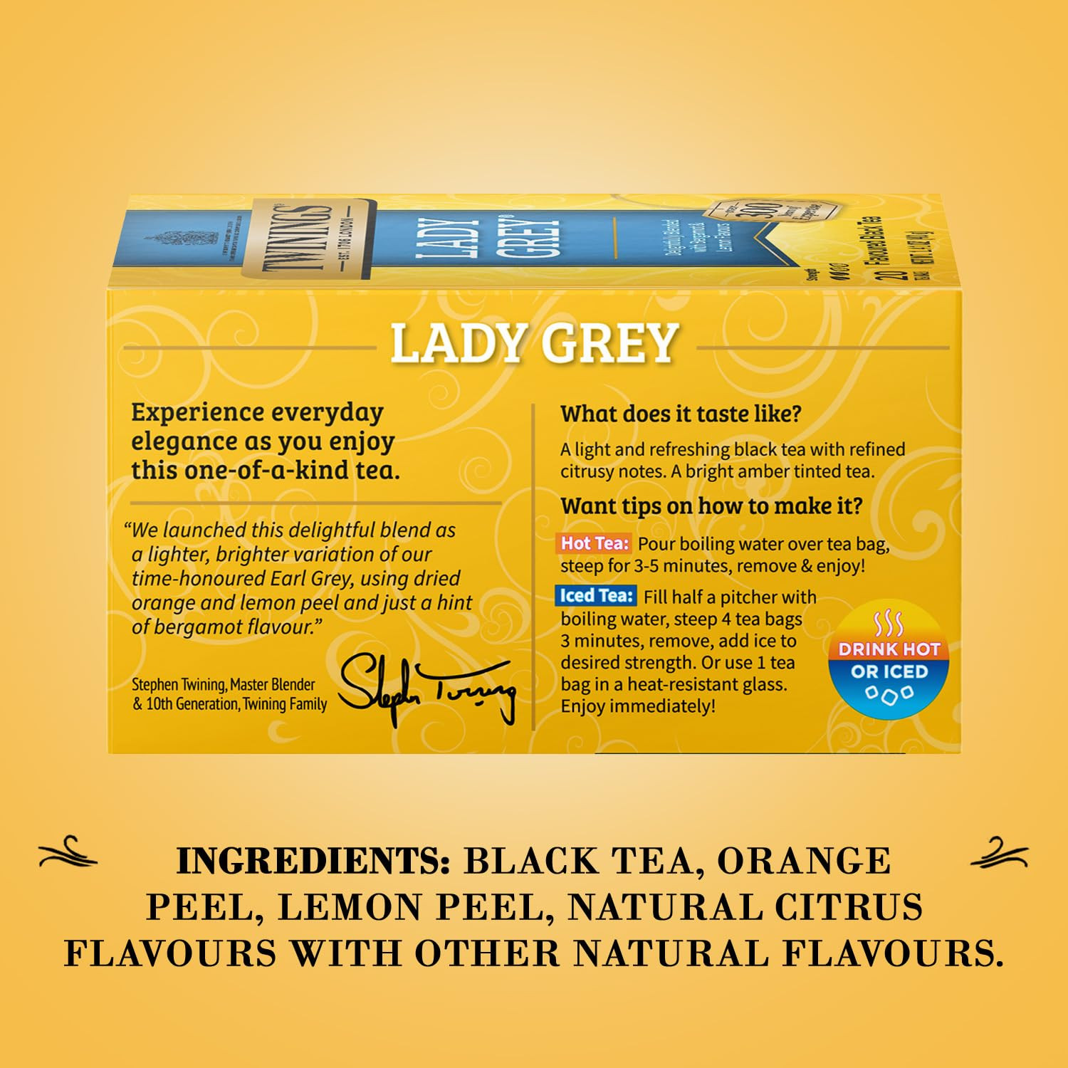 Twinings Lady Grey Black Tea, 20 Bags, 3 Packs, Citrus Flavored