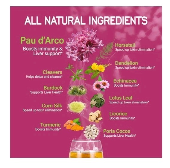 Tisaflor Pau d’Arco Tea Bags, 50 Counts for Immune Support, Detox Cleanse. B6