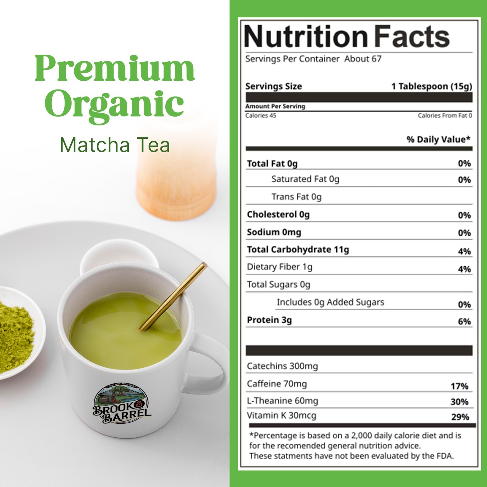 100% Organic Matcha Green Tea Powder 100g – Premium Loose Leaf – Farm to Table