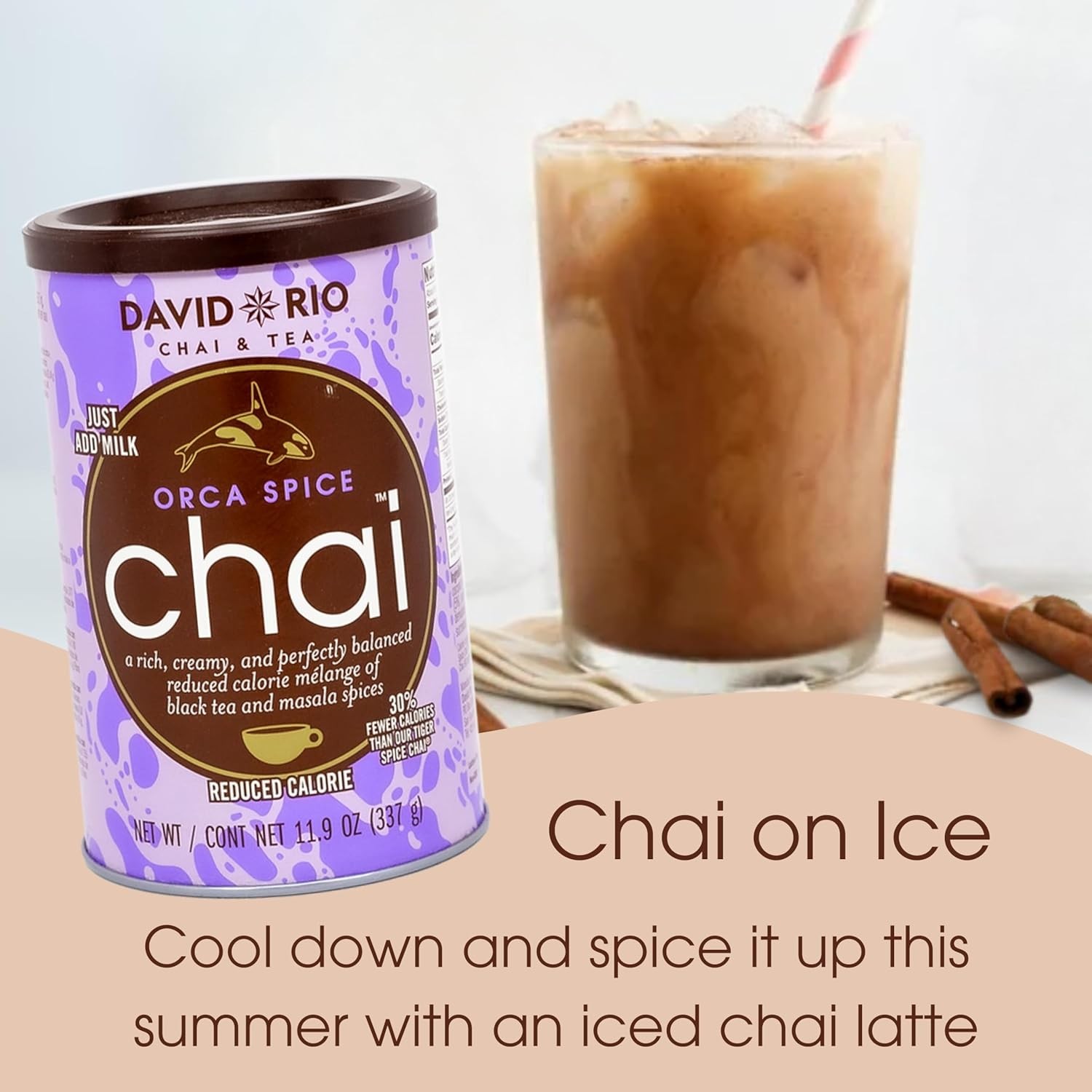 Orca Spice Reduced Calorie Chai Tea Latte Mix, 47.6 Oz, Black Tea, Organic…