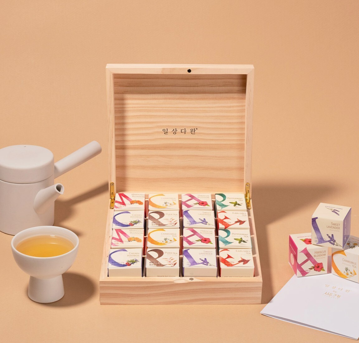 SsangGye – Cubewood 16 Tea Gift Set / 8 kinds of tea / Luxury gift-wrapping box.