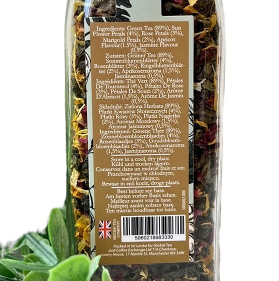 Apricot Jasmine Loose Leaf Tea Blend 2.65 oz Glass Bottle